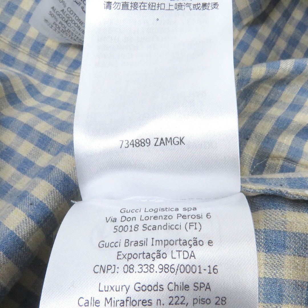 GUCCI Long sleeve shirt 734889 Main: 100% cotton, part: 69% polyester, part: 21% nylon, part: 10% cotton, part: 50% cotton blue mens 42 Used Authentic