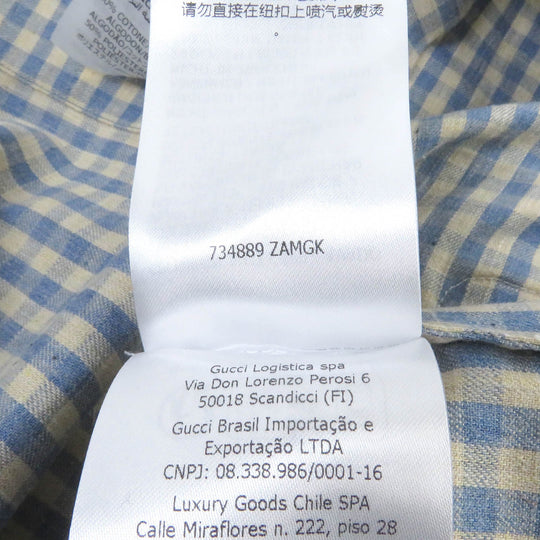 GUCCI Long sleeve shirt 734889 Main: 100% cotton, part: 69% polyester, part: 21% nylon, part: 10% cotton, part: 50% cotton blue mens 42 Used Authentic