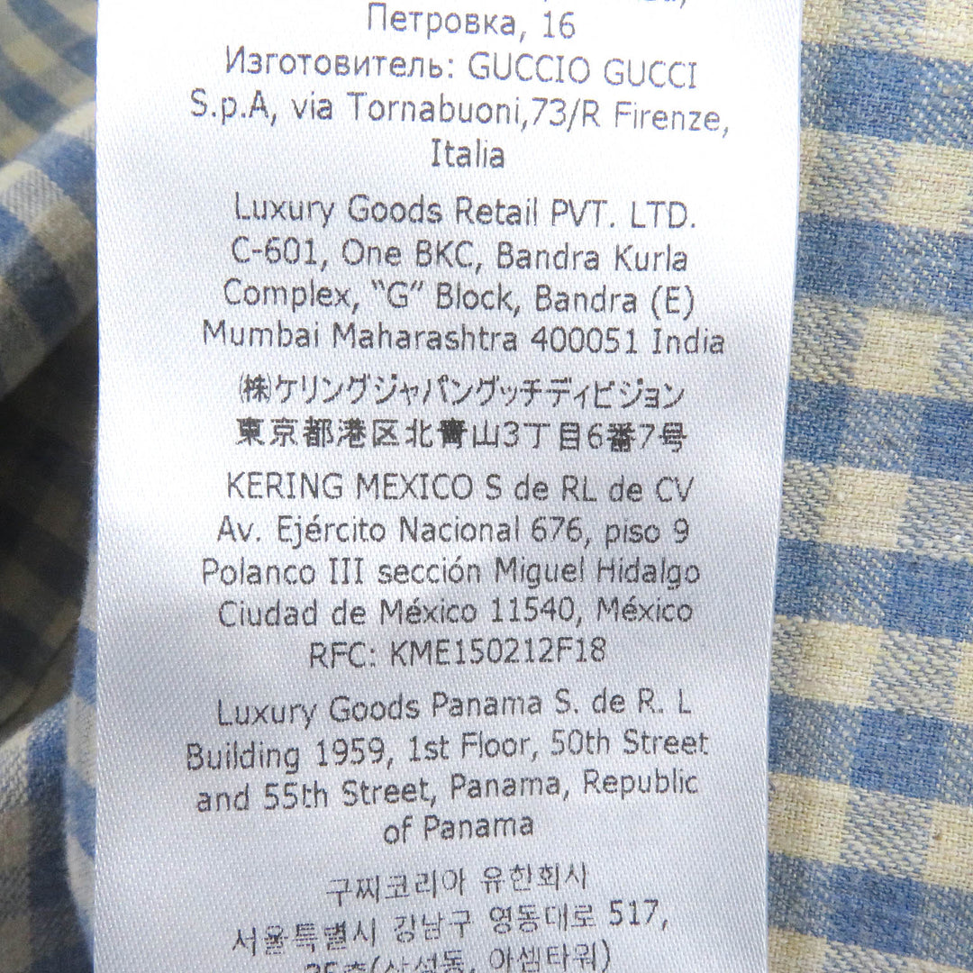 GUCCI Long sleeve shirt 734889 Main: 100% cotton, part: 69% polyester, part: 21% nylon, part: 10% cotton, part: 50% cotton blue mens 42 Used Authentic