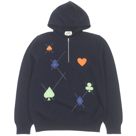 HERMES sweater Main: 100% cashmere Navy mens L Used Authentic