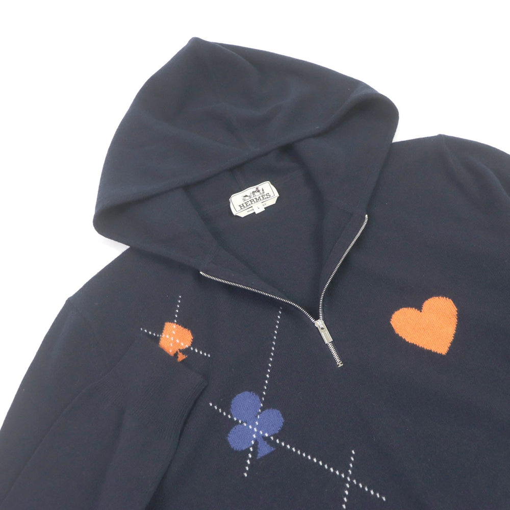 HERMES sweater Main: 100% cashmere Navy mens L Used Authentic