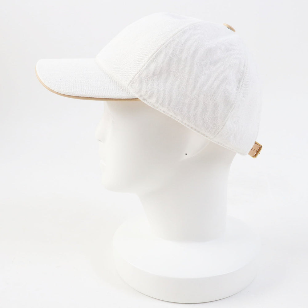 LOUIS VUITTON cap M77538 Outer: 60% cotton, Outer: 40% polyester, Lining: 100% silk, Leather part: cowhide, Leather part: sheepskin white Women L Used Authentic