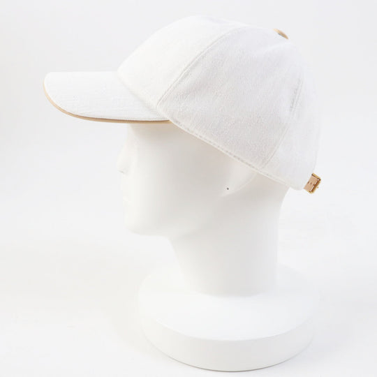 LOUIS VUITTON cap M77538 Outer: 60% cotton, Outer: 40% polyester, Lining: 100% silk, Leather part: cowhide, Leather part: sheepskin white Women L Used Authentic
