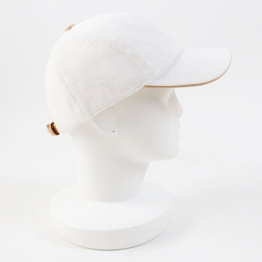 LOUIS VUITTON cap M77538 Outer: 60% cotton, Outer: 40% polyester, Lining: 100% silk, Leather part: cowhide, Leather part: sheepskin white Women L Used Authentic