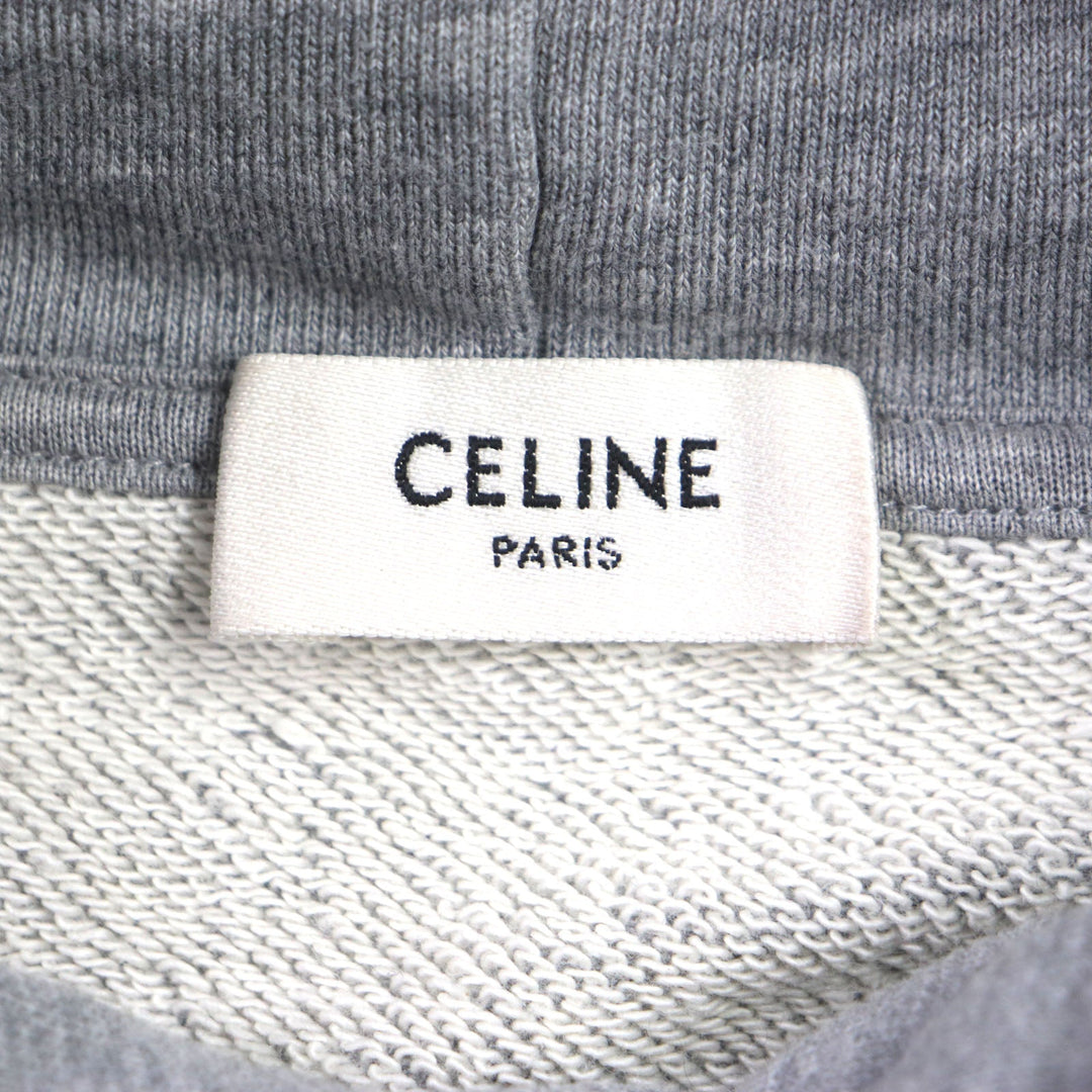 CELINE Hoodie 2Y468670Q Main: 100% cotton, part: 96% cotton, part: 4% polyurethane gray mens M Used Authentic