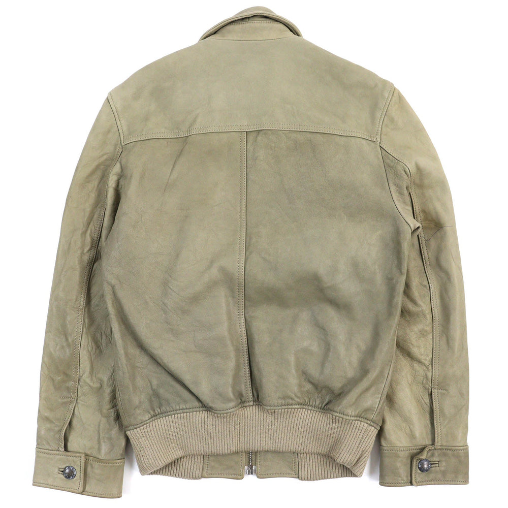 DOLCE&GABBANA leather jacket G9260L G5T41 Outer: 5% wool, Outer: 95% lamb leather, Lining: 50% polyester, Lining: 50% rayon Khaki type mens 44 Used Authentic