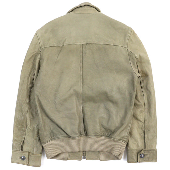 DOLCE&GABBANA leather jacket G9260L G5T41 Outer: 5% wool, Outer: 95% lamb leather, Lining: 50% polyester, Lining: 50% rayon Khaki type mens 44 Used Authentic