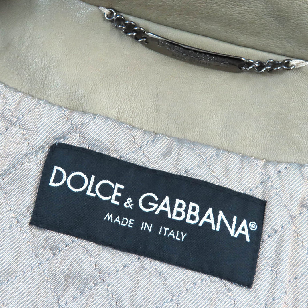DOLCE&GABBANA leather jacket G9260L G5T41 Outer: 5% wool, Outer: 95% lamb leather, Lining: 50% polyester, Lining: 50% rayon Khaki type mens 44 Used Authentic