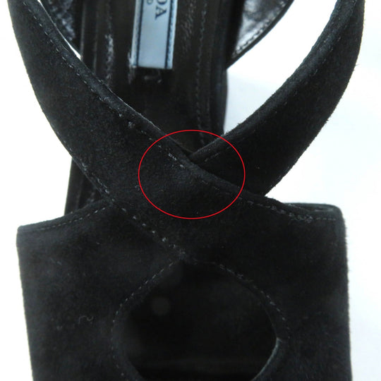 PRADA Sandals Main: Suede leather black Women 36 Used Authentic