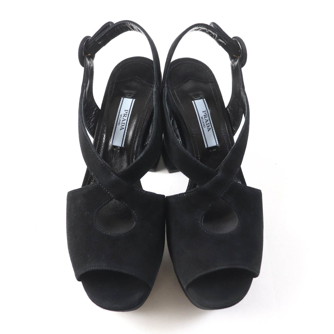 PRADA Sandals Main: Suede leather black Women 36 Used Authentic
