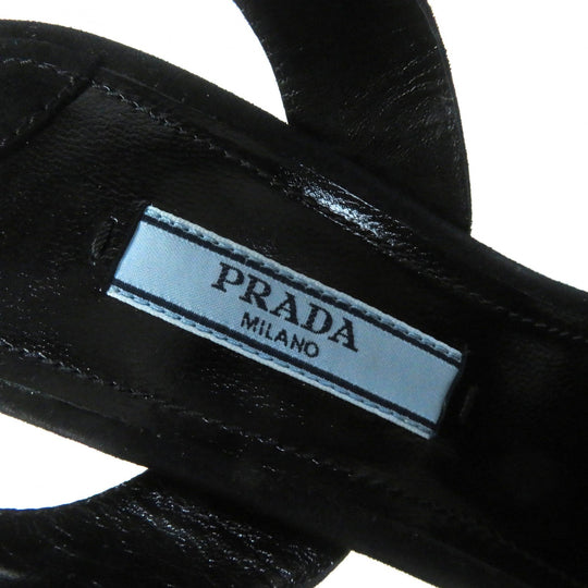 PRADA Sandals Main: Suede leather black Women 36 Used Authentic