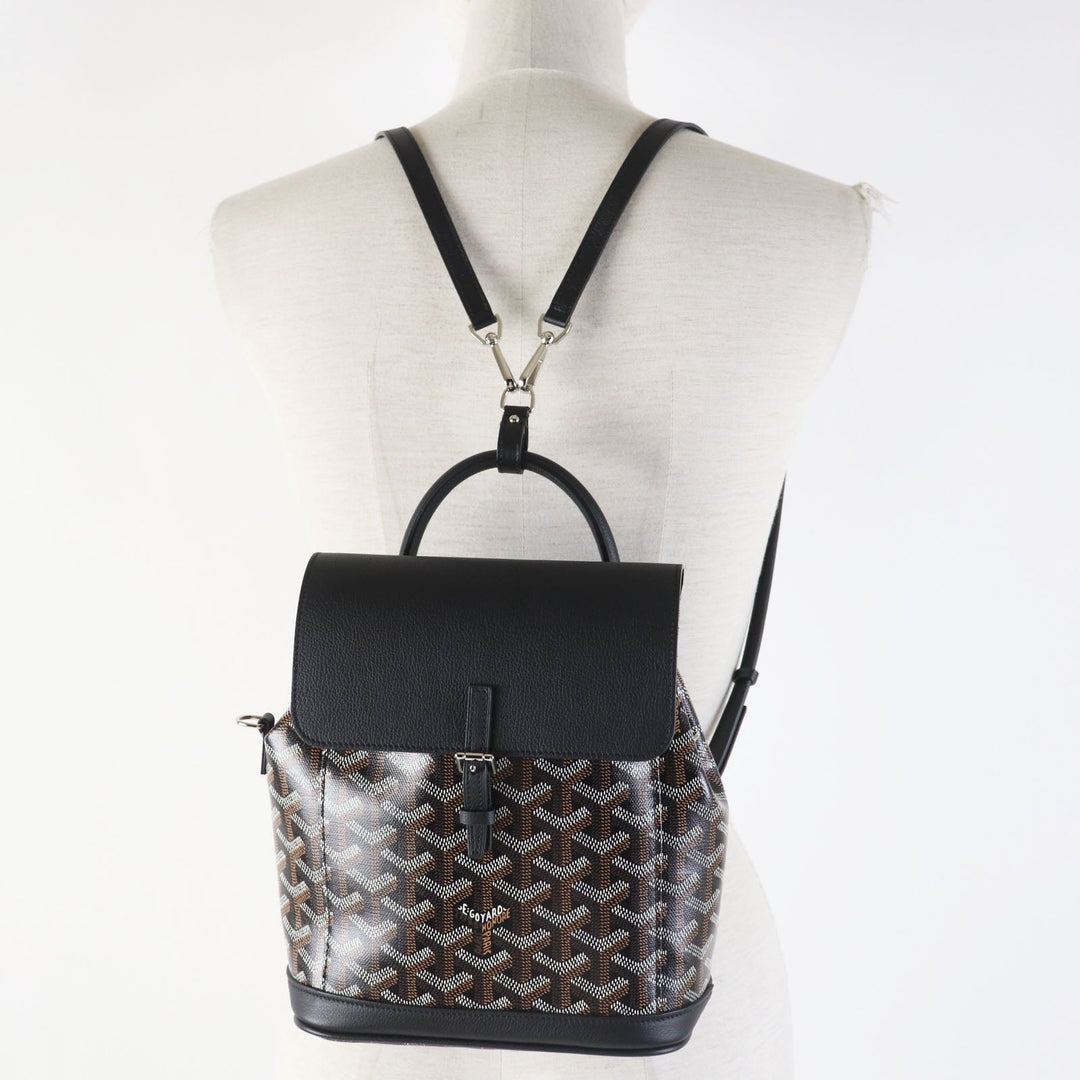 GOYARD Backpack Main: Leather, Goyardine canvas Black brown Alpin Mini Women Used Authentic