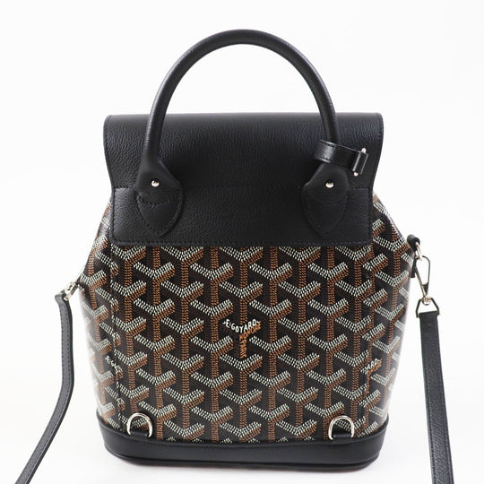 GOYARD Backpack Main: Leather, Goyardine canvas Black brown Alpin Mini Women Used Authentic