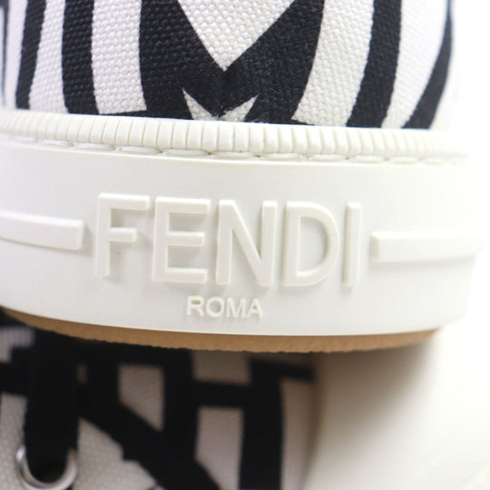 FENDI High cut sneakers 7E1570 Main: Canvas Black White Domino mens 41 Used Authentic