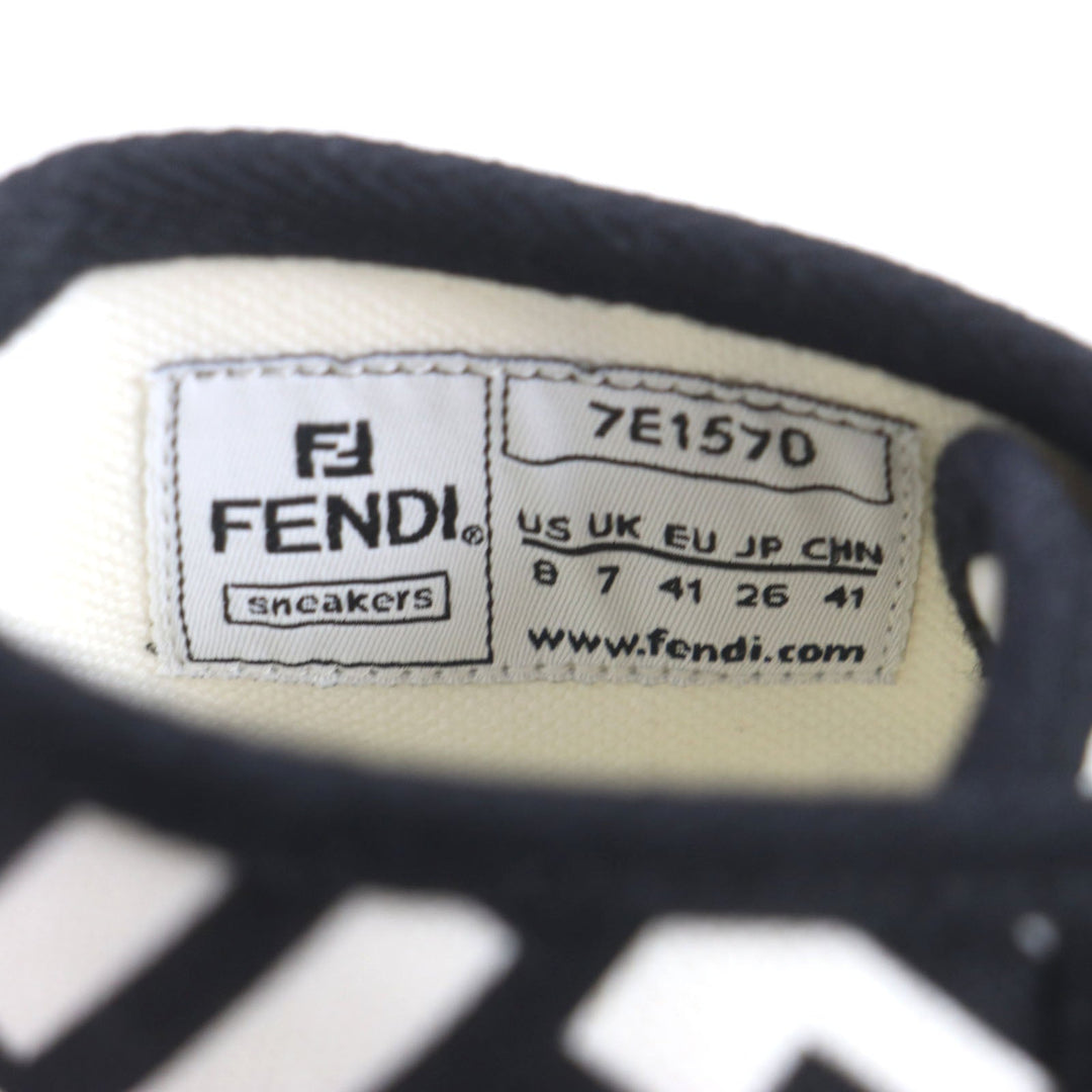 FENDI High cut sneakers 7E1570 Main: Canvas Black White Domino mens 41 Used Authentic