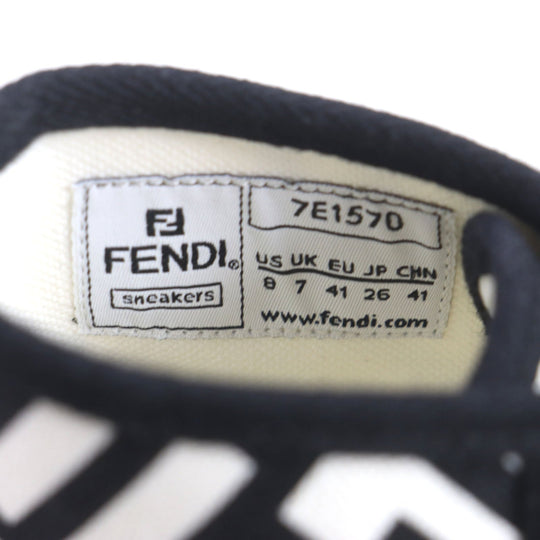 FENDI High cut sneakers 7E1570 Main: Canvas Black White Domino mens 41 Used Authentic