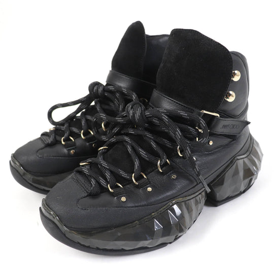 JIMMY CHOO High cut sneakers Main: Leather black DIAMOND HIKE Women 36 Used Authentic