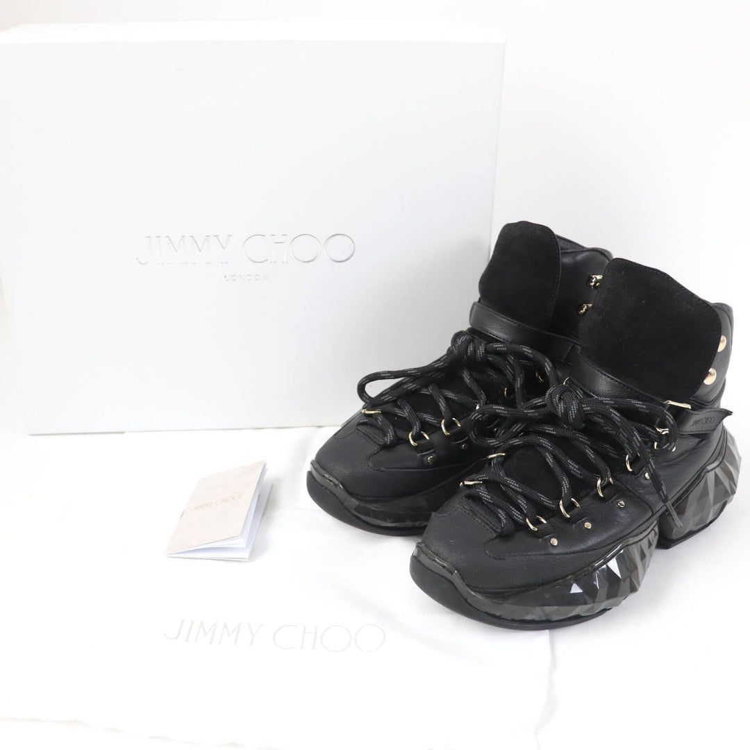 JIMMY CHOO High cut sneakers Main: Leather black DIAMOND HIKE Women 36 Used Authentic