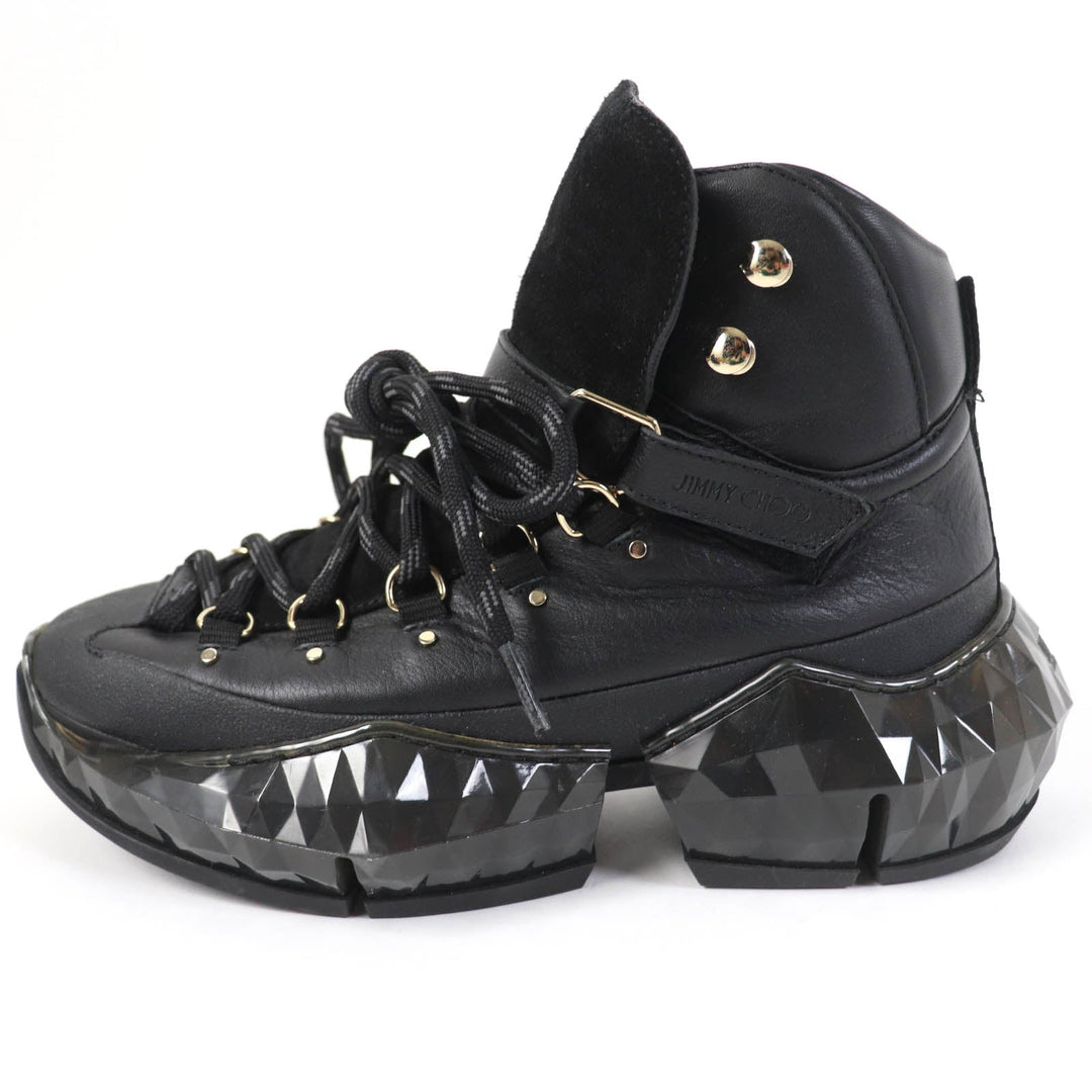 JIMMY CHOO High cut sneakers Main: Leather black DIAMOND HIKE Women 36 Used Authentic