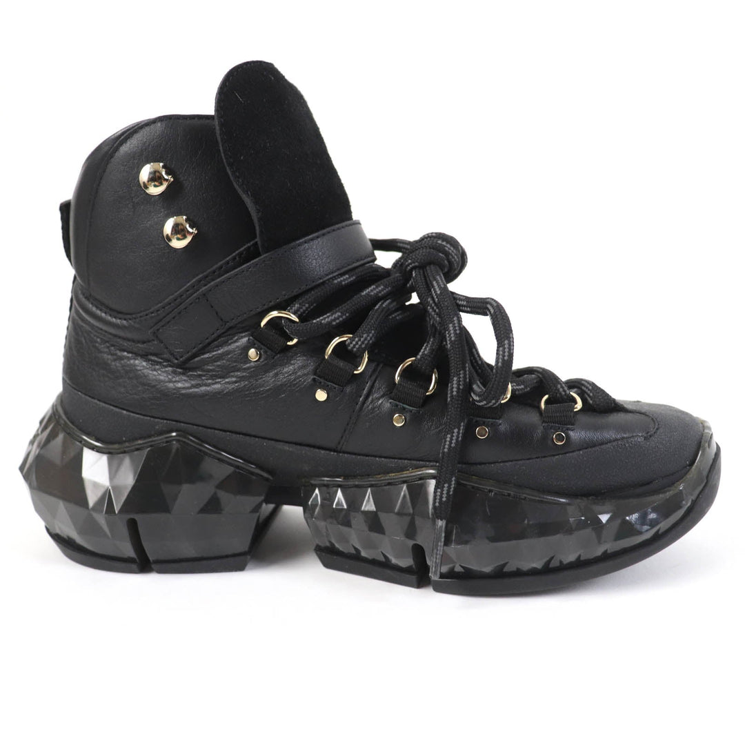 JIMMY CHOO High cut sneakers Main: Leather black DIAMOND HIKE Women 36 Used Authentic