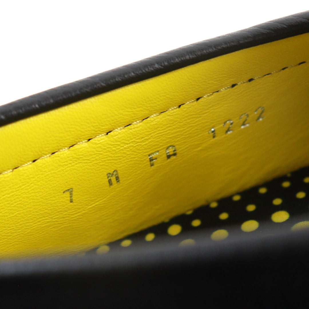 LOUIS VUITTON Flat shoes Main: Leather Black yellow LV driver line mens 7 Used Authentic