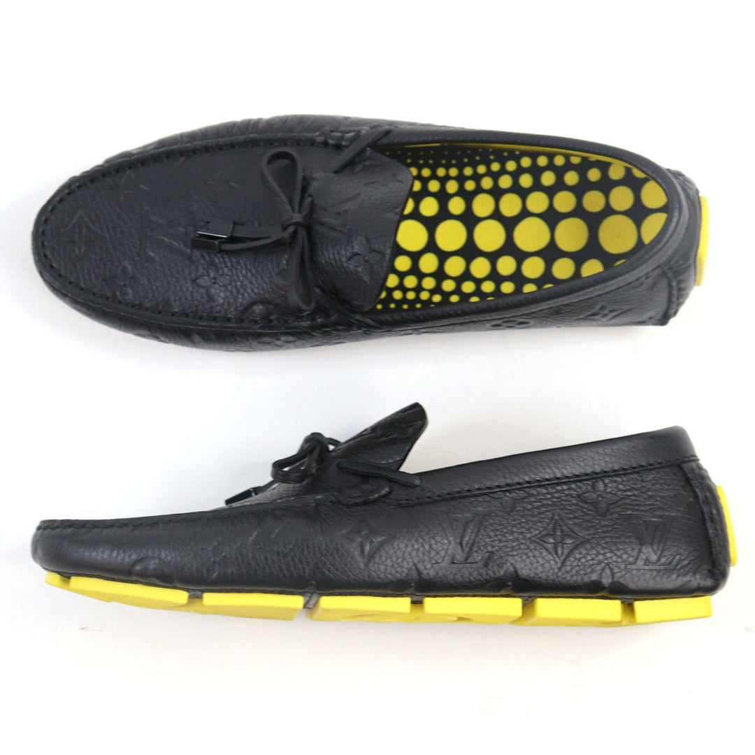LOUIS VUITTON Flat shoes Main: Leather Black yellow LV driver line mens 7 Used Authentic