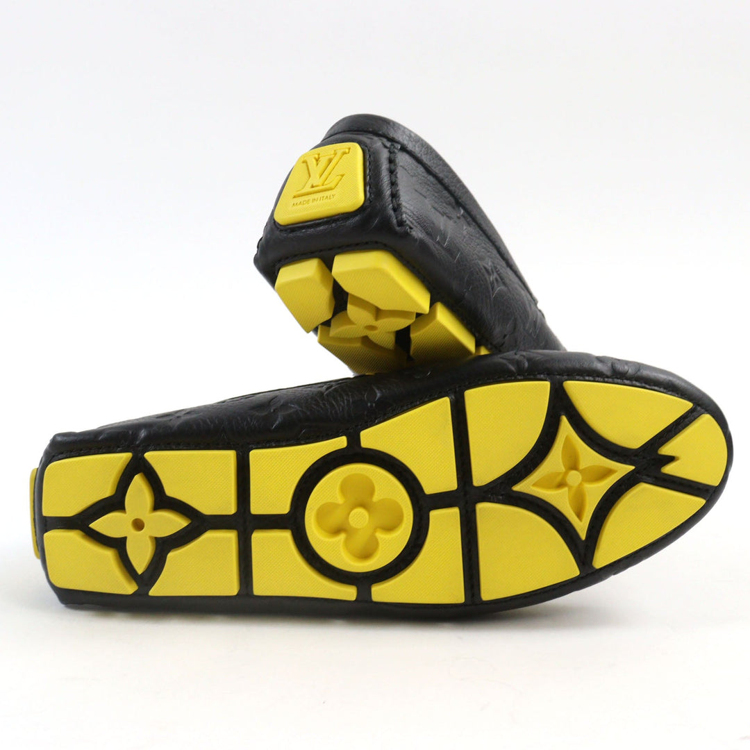 LOUIS VUITTON Flat shoes Main: Leather Black yellow LV driver line mens 7 Used Authentic
