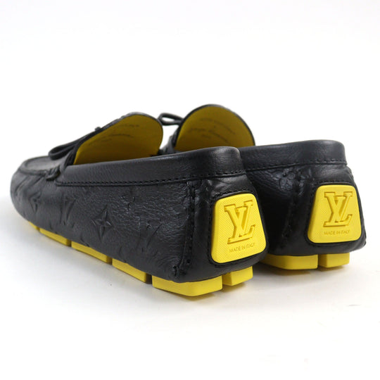 LOUIS VUITTON Flat shoes Main: Leather Black yellow LV driver line mens 7 Used Authentic