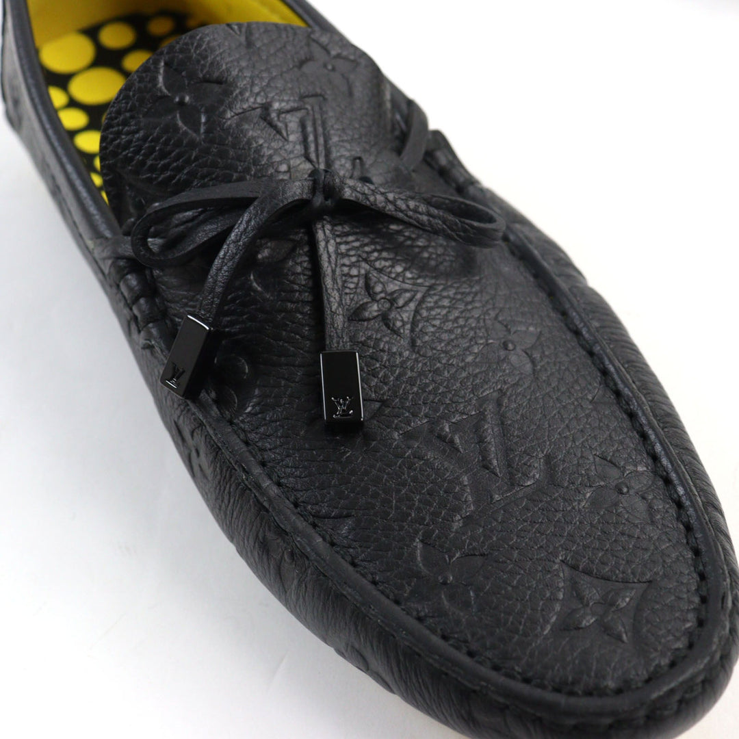 LOUIS VUITTON Flat shoes Main: Leather Black yellow LV driver line mens 7 Used Authentic