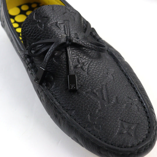 LOUIS VUITTON Flat shoes Main: Leather Black yellow LV driver line mens 7 Used Authentic