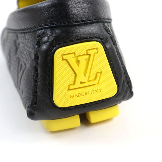 LOUIS VUITTON Flat shoes Main: Leather Black yellow LV driver line mens 7 Used Authentic