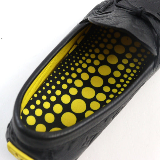LOUIS VUITTON Flat shoes Main: Leather Black yellow LV driver line mens 7 Used Authentic
