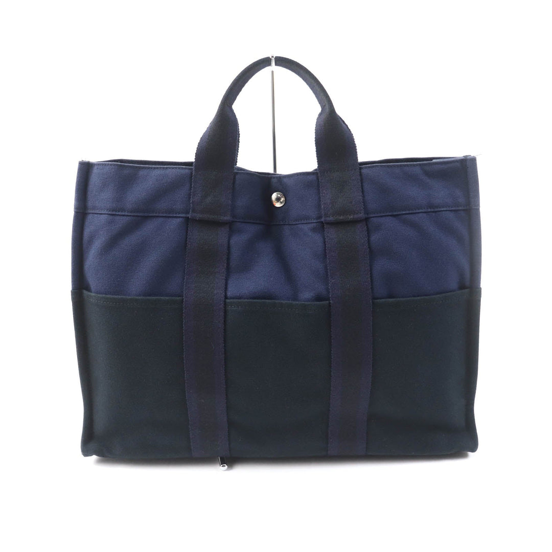HERMES Tote Bag Main: Cotton Navy Fool Toe MM Women Used Authentic