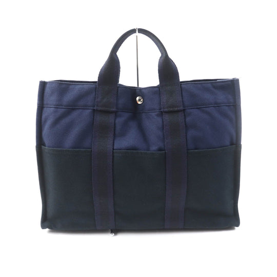 HERMES Tote Bag Main: Cotton Navy Fool Toe MM Women Used Authentic