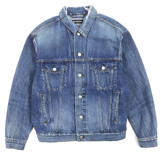 BALENCIAGA Denim Jacket 557351 Main: 100% cotton blue mens 44 Used Authentic