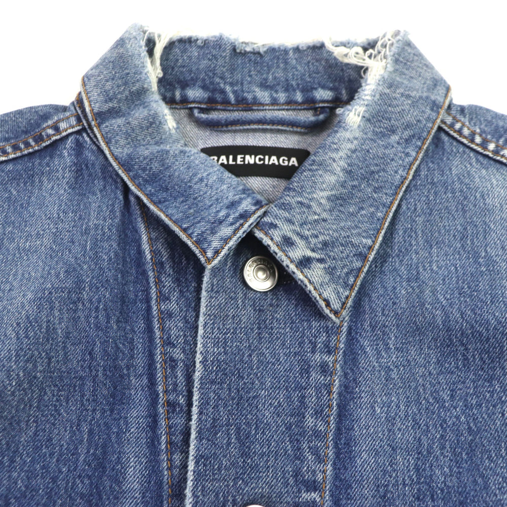 BALENCIAGA Denim Jacket 557351 Main: 100% cotton blue mens 44 Used Authentic