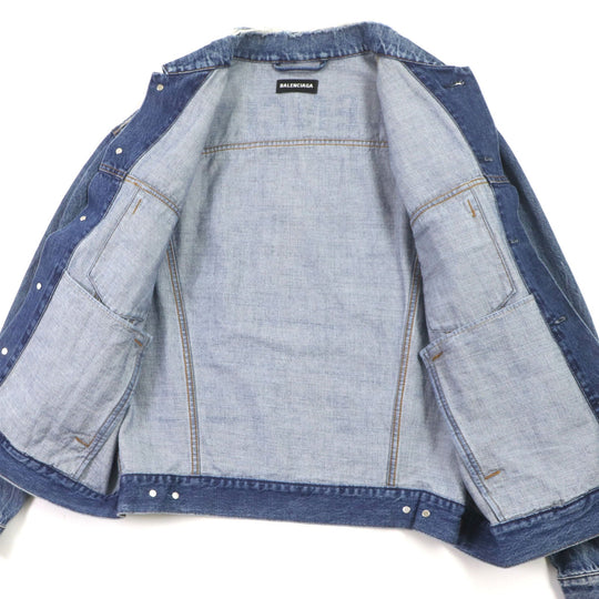 BALENCIAGA Denim Jacket 557351 Main: 100% cotton blue mens 44 Used Authentic