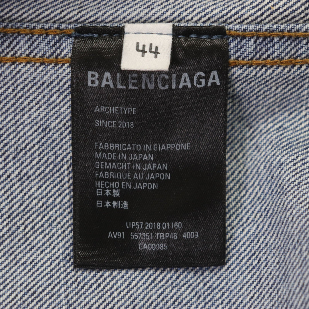 BALENCIAGA Denim Jacket 557351 Main: 100% cotton blue mens 44 Used Authentic