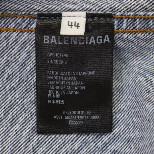 BALENCIAGA Denim Jacket 557351 Main: 100% cotton blue mens 44 Used Authentic
