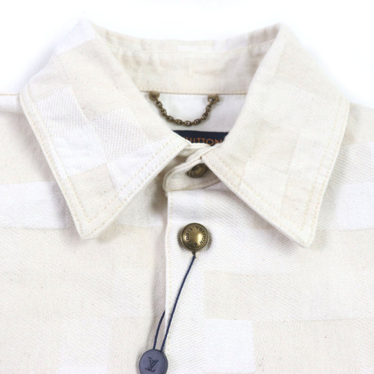 LOUIS VUITTON Denim Jacket 1AFQZO Main: 100% cotton light beige Damier mens S Used Authentic