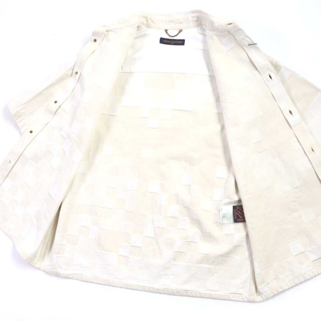 LOUIS VUITTON Denim Jacket 1AFQZO Main: 100% cotton light beige Damier mens S Used Authentic