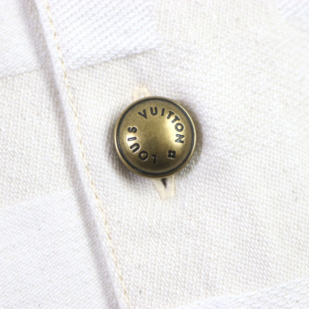 LOUIS VUITTON Denim Jacket 1AFQZO Main: 100% cotton light beige Damier mens S Used Authentic