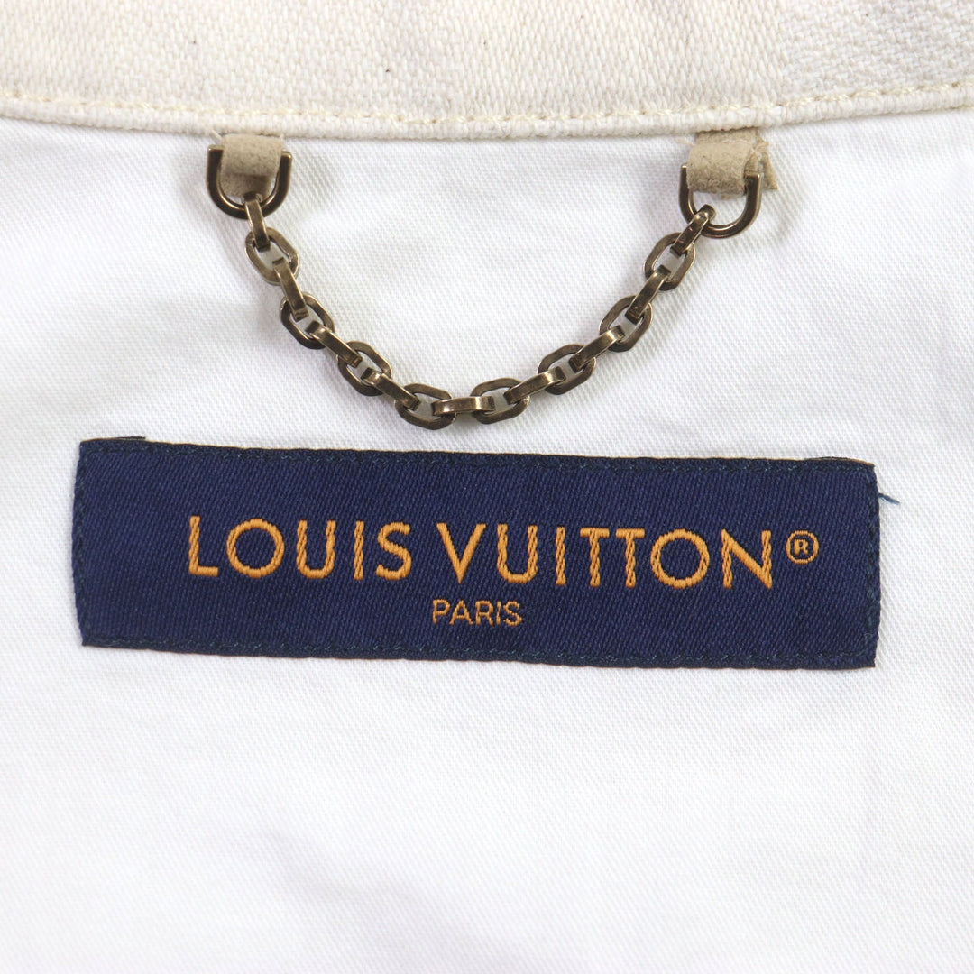LOUIS VUITTON Denim Jacket 1AFQZO Main: 100% cotton light beige Damier mens S Used Authentic