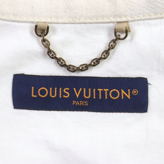 LOUIS VUITTON Denim Jacket 1AFQZO Main: 100% cotton light beige Damier mens S Used Authentic