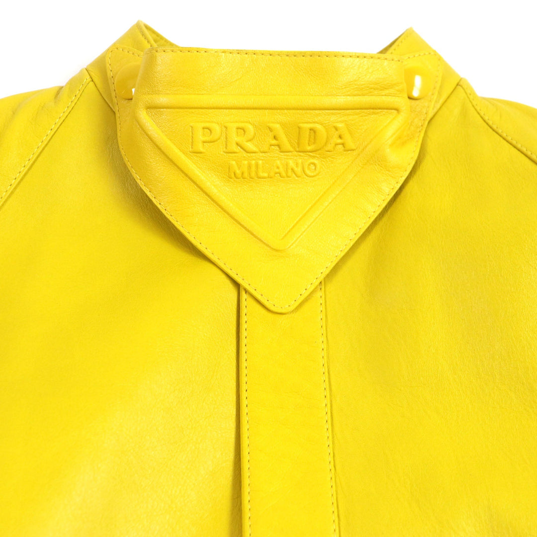 PRADA Leather coat UPS564 Outer: Lamb leather, Lining: 100% rayon yellow mens S Used Authentic