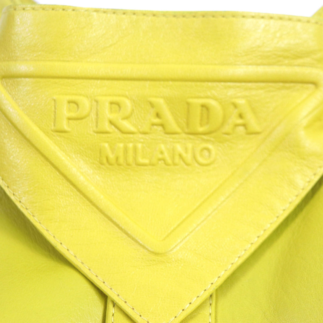 PRADA Leather coat UPS564 Outer: Lamb leather, Lining: 100% rayon yellow mens S Used Authentic