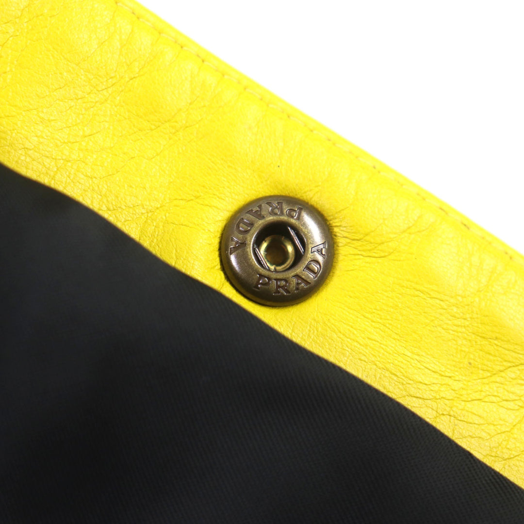 PRADA Leather coat UPS564 Outer: Lamb leather, Lining: 100% rayon yellow mens S Used Authentic