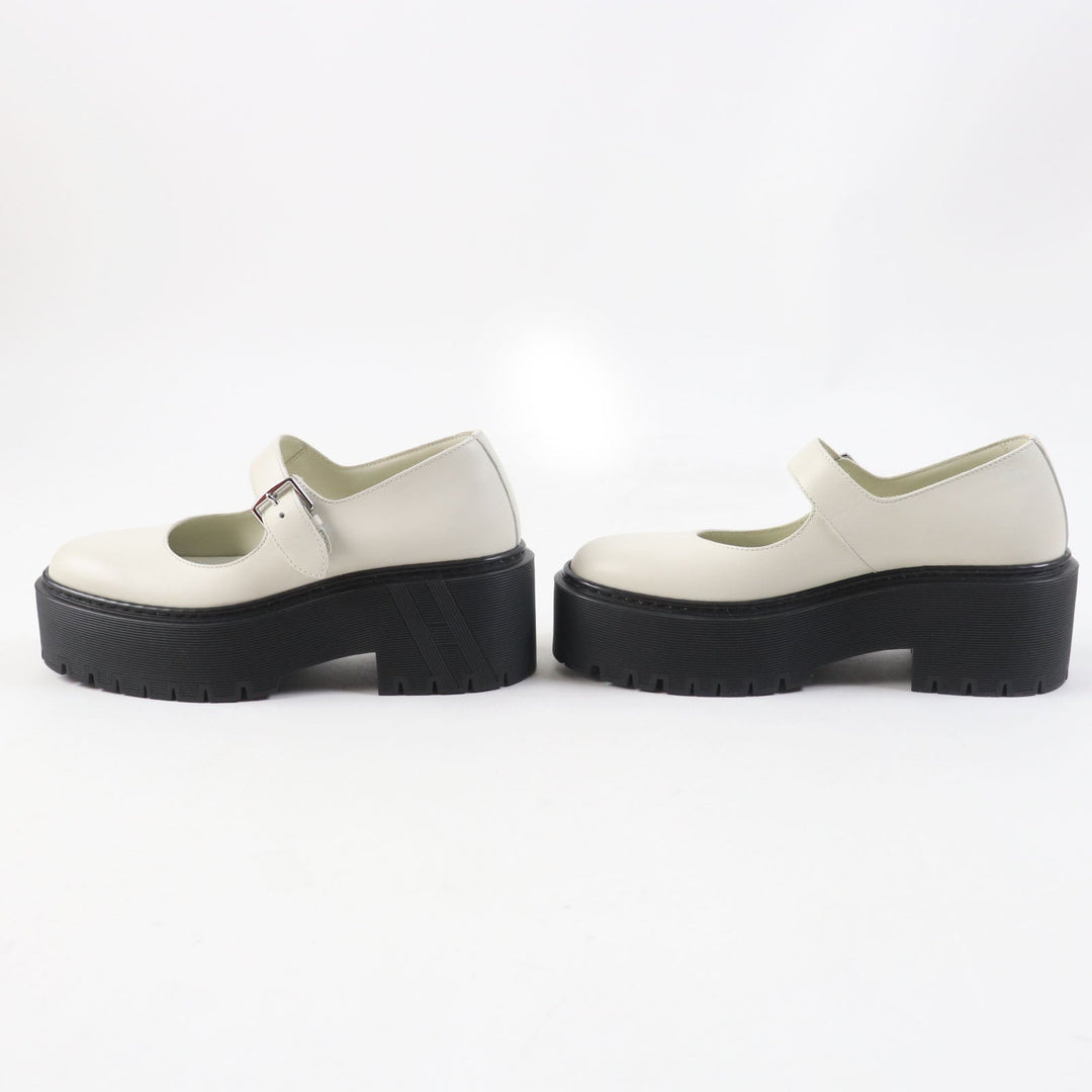 HERMES Leather shoes Main: Leather, Part: Rubber Ivory black Hoxton H Cadenas Women 35 1/2 Used Authentic