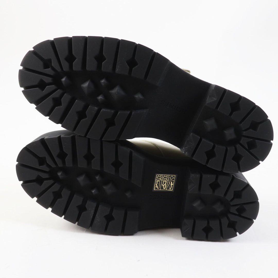 HERMES Leather shoes Main: Leather, Part: Rubber Ivory black Hoxton H Cadenas Women 35 1/2 Used Authentic