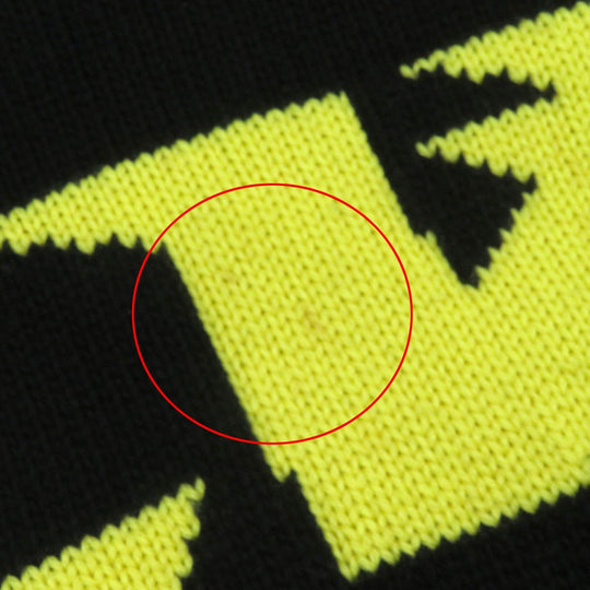 LOUIS VUITTON knit Main: 68% wool, 18% rayon, 9% nylon, 5% cashmere Black yellow Amen Break LV Intarsia Football mens XL Used Authentic